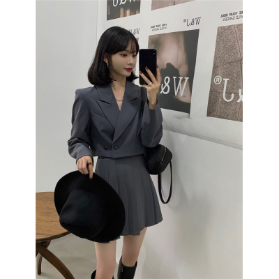 2022韩国东大门秋季新款西装外套+百褶半身裙学院风两件套女