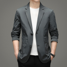 批发<b class='q'>春</b>秋西装外套商务纯色休闲免烫中青年单西便服男装上衣P105