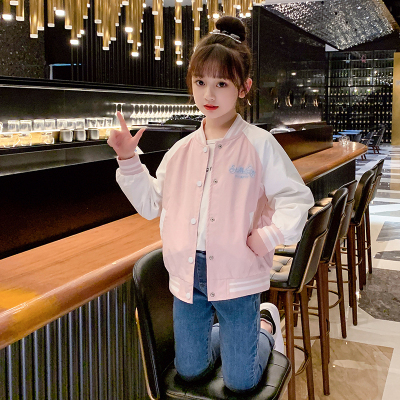 女童棒球服外套春秋季2022新款洋气中大童装时髦儿童女双层有内里