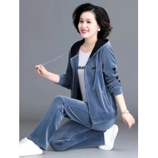 批发中年妈妈春装外套2025新款金丝绒休闲卫衣<b class='q'>中老年</b>运动服套装女春秋