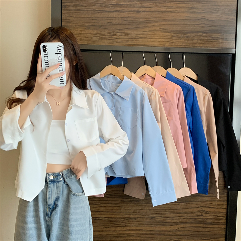 Real shot of the new autumn Korean style design, niche, sweet, salty, gentle and temperament, loose long-sleeved shirt