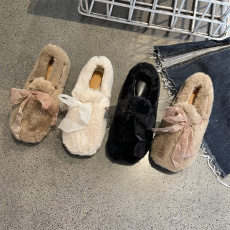 批发设计感毛毛鞋女<b class='q'>冬</b>外穿2022新款<b class='q'>冬</b>天加绒软底一脚蹬豆豆棉鞋