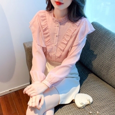 批发2026春秋新款长袖洋气上衣女设计感小众百搭<b class='q'>衬衣</b>超仙气质雪纺<b class='q'>衬衫</b>
