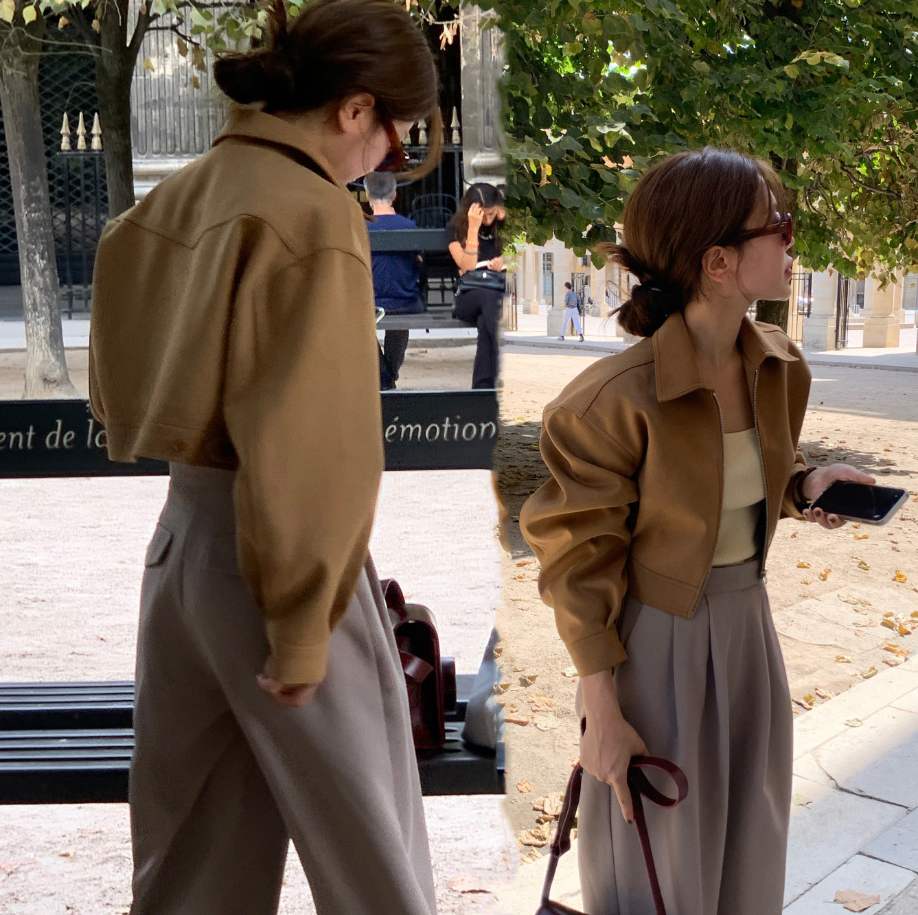 尺寸已更新 INS欧尼新款来袭!秋火热帅气高级色彩感机车短款外套