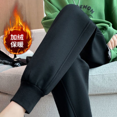 批发加绒运动裤女秋款外穿胖mm大码高个子卫裤宽松灰色保暖休闲裤冬季