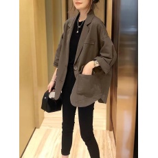 批发卡其色西装外套女小个子宽松大码<b class='q'>休闲</b>薄款<b class='q'>西服</b>初春2025新款欧洲站