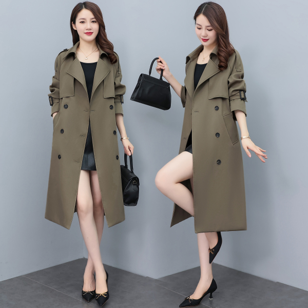 KM28555#新款风衣女韩系中长款小个子chic设计高级感早春秋外套大衣