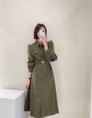 尺寸已更新 韩国chic 秋冬法式气质系带收腰连衣裙女