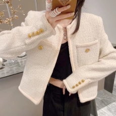 FFmiss◆白色编织粗花呢小个子短外套女秋冬小香风羊毛呢西装开衫