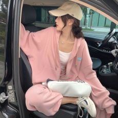 批发华夫格运动套装女<b class='q'>春</b>秋季新款学生宽松时尚卫衣阔腿裤休闲两件套