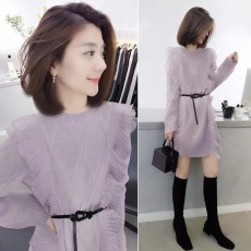 批发紫色宽松毛衣裙中长款百搭针织<b class='q'>连衣裙</b><b class='q'>欧洲站</b>秋冬女装2025新款欧货