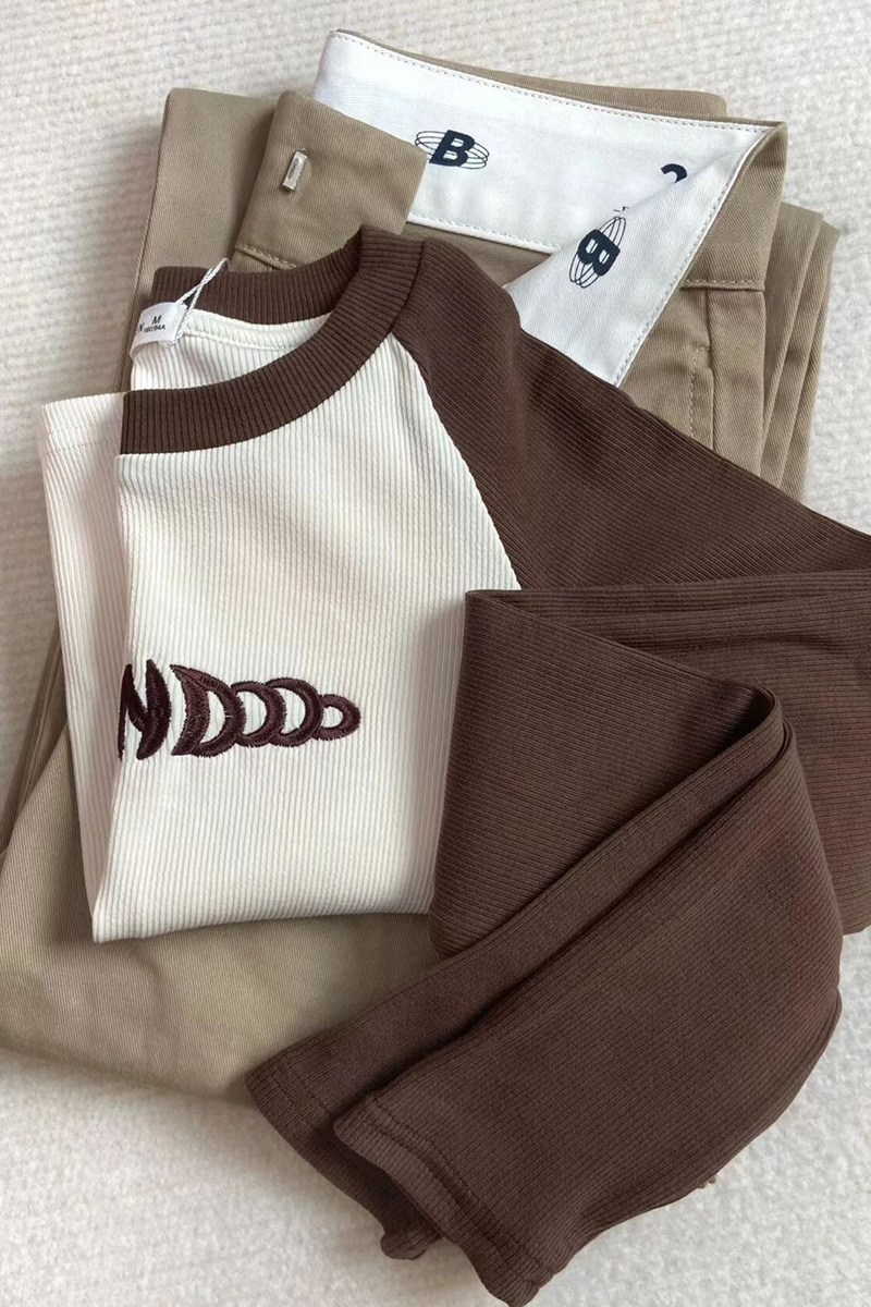 95 rayon 5 spandex design niche color matching long-sleeved T-shirt for women spring and autumn short tops