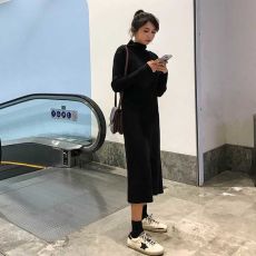 批发<b class='q'>连衣裙</b>女学生秋冬新款内搭长裙ulzzang修身黑色<b class='q'>打底裙</b>