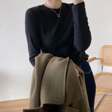 批发原版外贸德绒打底衫女修身春季洋气磨毛<b class='q'>t</b><b class='q'>恤</b>ins百搭长袖