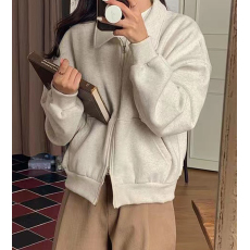 批发尺寸已更新 <b class='q'>韩国</b>chic 通勤双向拉链加厚加绒卫衣外套女