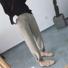 批发官图#秋冬新款直筒毛呢裤女高腰显瘦九分哈伦裤休闲<b class='q'>小脚</b>萝卜裤