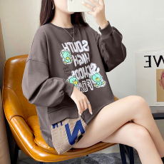 批发炸街棉质<b class='q'>大码</b>女装春秋薄长袖卫衣女<b class='q'>韩版</b>宽松显瘦设计感上衣