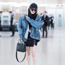 批发<b class='q'>杨幂</b><b class='q'>同款</b>牛仔外套女宽松中长款春秋季女装新款连帽外套百搭潮