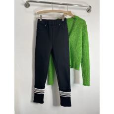 批发<b class='q'>韩国</b>东大门2024秋冬新款修身百搭松紧腰螺纹拼色<b class='q'>打底裤</b>加厚铅笔裤