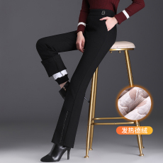 批发实拍德绒棉裤女冬季2022年新款高腰加厚保暖显瘦中年直筒微喇叭裤