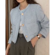 批发小清新甜美简约<b class='q'>糖果</b><b class='q'>色</b>小香风短款外套