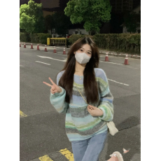 批发早秋新款慵懒风超幼马海毛莫奈油画<b class='q'>婴儿</b>肌奶套头<b class='q'>毛衣</b>女复古高级感