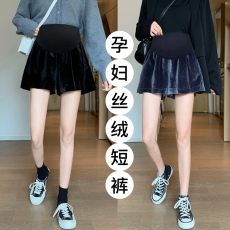 批发 孕妇装秋冬新款丝绒阔腿短裤休闲外穿加厚靴裤袜裤