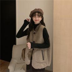 批发实拍实价 翻领羊羔毛马甲女皮毛一体秋<b class='q'>冬</b>韩版显瘦气质马夹外