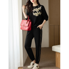 批发限价+12+小视频  2026春季新款复古刺绣宽松<b class='q'>休闲</b>长袖+裤子两件套