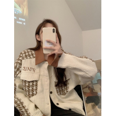 批发小香风高级感<b class='q'>千鸟格</b>撞色棒球服外套女装秋季长袖夹克上衣