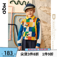 批发【设计师系列】MQD童装男童格纹毛衣22春季新款儿童趣味图针织衫