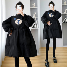 批发实拍  洋气斗篷棉服冬季可爱小熊印花加厚棉衣外套孕妇装