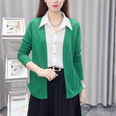 批发气质假两件拼接<b class='q'>长袖</b>开衫女2026新款遮肚显瘦<b class='q'>衬衣</b>百搭洋气上衣女