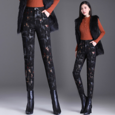 批发实拍花色新款棉裤女冬季高腰加绒保暖裤提臀高弹美体外穿女裤子