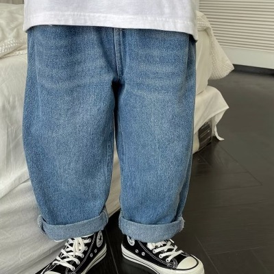 男童裤子新款春秋款儿童炸街牛仔裤男孩帅气休闲裤110-170码