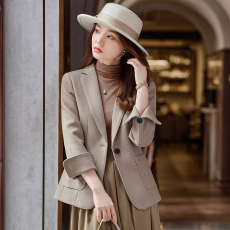 实拍原版-西装外套女2022秋季新款高级感小个子休闲毛呢西服上衣