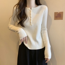 批发实拍~大码胖mm洋气时尚打底衫女修身显瘦百搭长袖内搭针织衫上衣