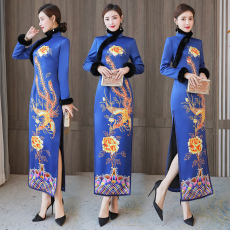 批发2025冬季旗袍加厚女中国风中式茶服<b class='q'>秋</b>冬改良唐装加绒棉袄夹棉外套