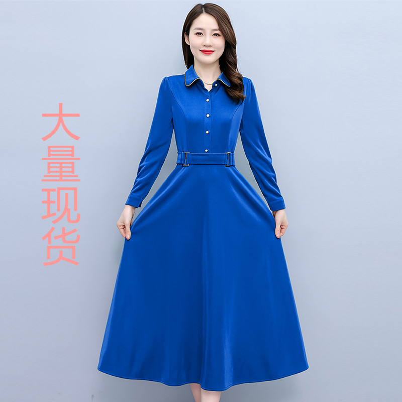 MY13319# 新款韩版修身显瘦中长款女装时尚长袖连衣裙女裝貨源服裝批發