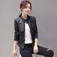非实拍机车皮衣外套女2022春秋新款韩版百搭修身短款小皮夹克潮