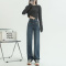 韩版chic设计感显腿长水洗棉牛仔裤梨形身材裤子高腰直筒宽松轮播图2