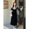实拍实价 甜美撞色双层荷叶领丝绒后背珍珠A字中长款连衣裙轮播图3