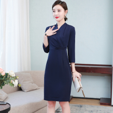 批发2022秋冬时尚职业连衣裙<b class='q'>珠宝</b>黄金工装酒店工作服美容院美容师裙子