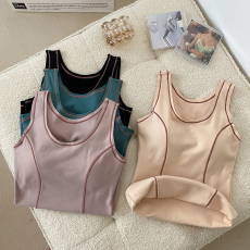 批发实拍大码秋冬德绒保暖<b class='q'>背心</b>轻薄内搭暖绒打底衫恒温速热免文胸内衣