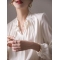 白色真丝上衣女设计感小众秋季新款长袖法式荷叶边衬衫桑蚕丝衬衣轮播图2