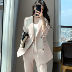 批发韩版西装套装2025<b class='q'>春</b>秋高级感气质西服通勤休闲裤两件套