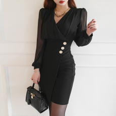 批发上班族气质名媛<b class='q'>连衣裙</b>女长袖2026春装新款女神范包臀女装秋款裙子