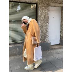 批发实拍#新款棕色毛呢外套中长款加厚宽松呢子大衣女