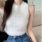 2022秋新款设计感无袖纯色高腰窄肩毛毛背心短款小众内搭吊带上衣轮播图3