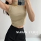 辣妹最爱yyds设计感拼接无袖打底背心女秋季短款小立领吊带上衣潮轮播图1